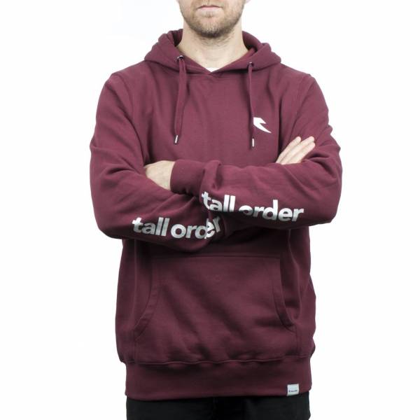TALL ORDER HOODED SWEATER SLEEVE LOGO S or M Maroon