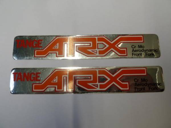 TANGE ARX FORK STICKER PAIR Chrome/Orange/Red