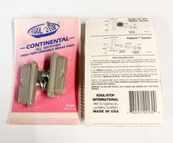 02 BRAKE PADS KOOLSTOP CONTINENTAL ALL WEATHER NOS  USA Grey